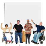 4 people with different types of disability