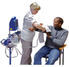 health professional checking blood pressure