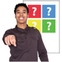 man choosing which of 4 options he wants