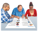 3 people working together on an Easy Read document