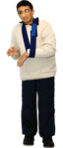 man in pain with a broken arm in a sling