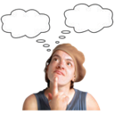person with think bubbles above their head